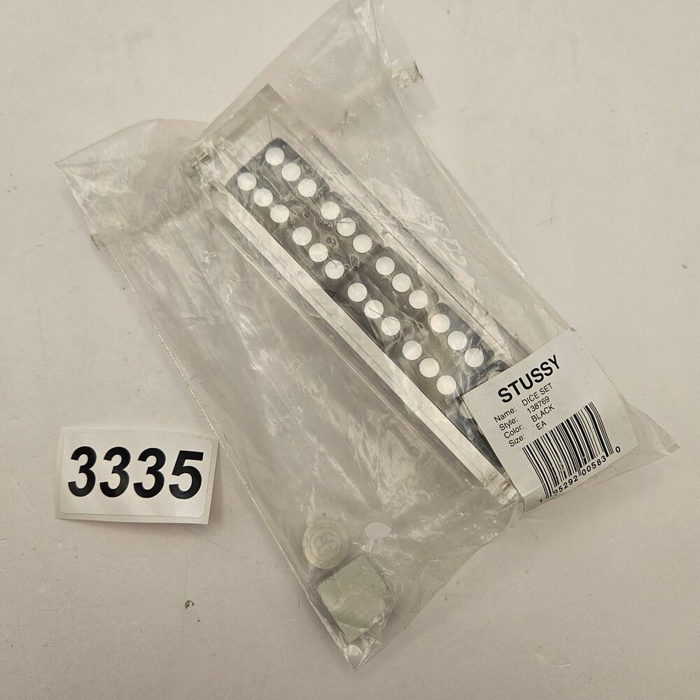 STUSSY DICE SET BLACK ACRYLIC DISPLAY CASE 5 LOGO DICE STYLE 138769 RARE